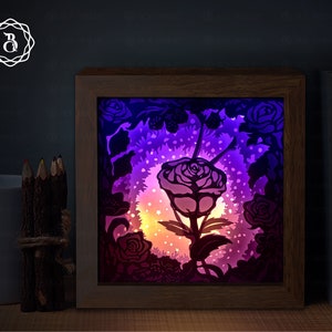 Rose Girl Light box Template, Paper Cutting Template, Shadow box SVG, Light box SVG Files