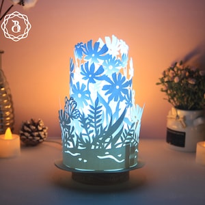 Cosmos Flower Paper Lantern SVG Template: DIY Paper Cut Lamp (Digital Download)