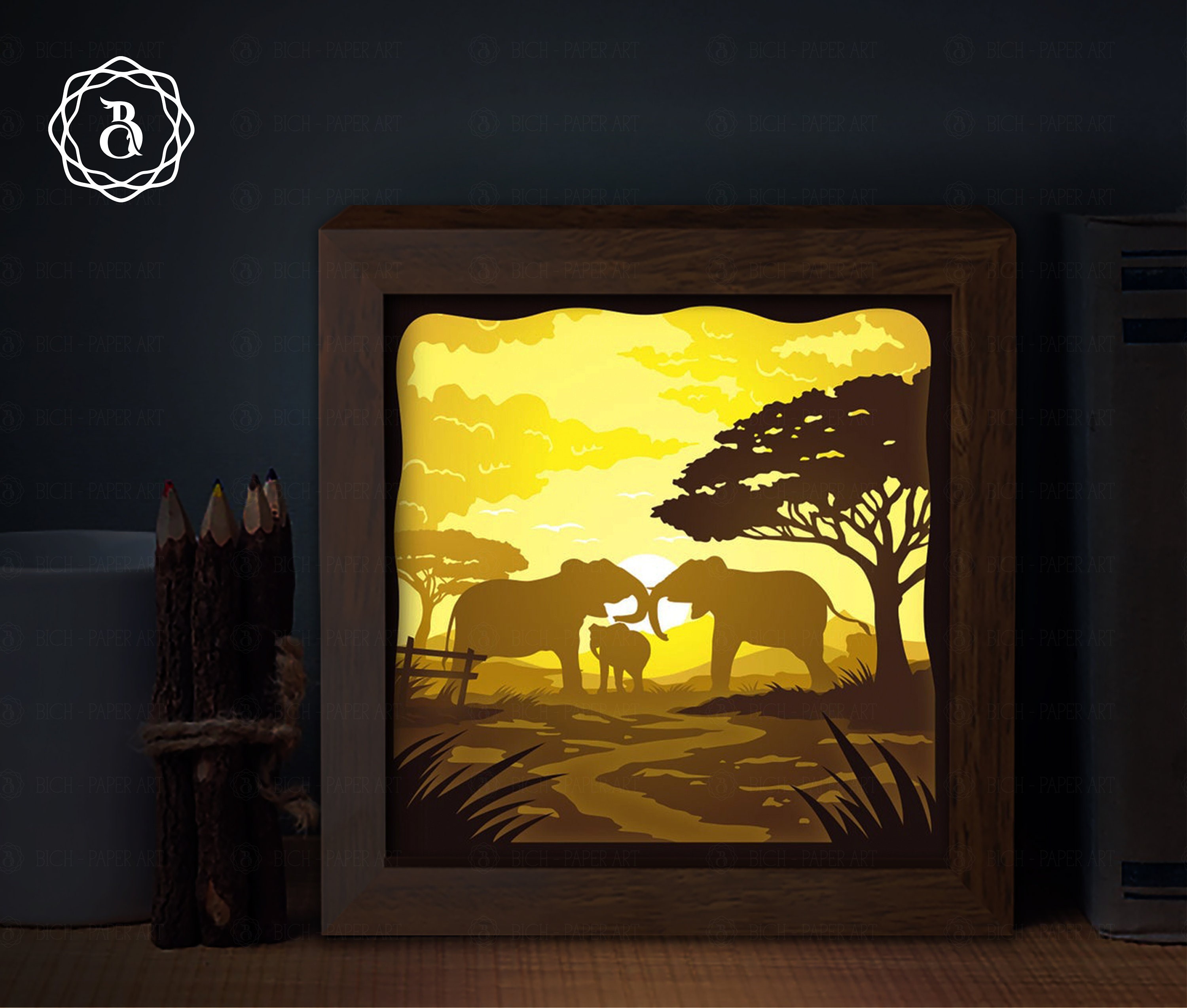 Download Elephant Lightbox Template Paper Cutting Template Lightbox Etsy