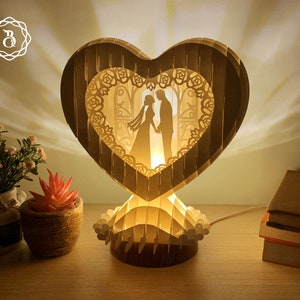 Wedding Heart Pop Up 3D SVG - Paper Cutting Template  - Happy Wedding SVG files - Pop up Card 3D