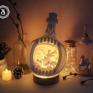 Belle fée dans une bouteille Pop-Up 3D, fichier de modèle de découpe de papier fée, carte 3D Pop-up, Popup sphère de fée