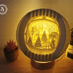 Frohe Weihnachten mit niedlichen Schneemann Kugel Popup 3D - Papierschnitt Vorlage - Globus Popup - SVG-Dateien - Pop Up Karte 3D
