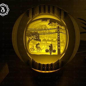Long Bien Bridge Viet Nam Sphere Pop-up Lighting - Paper Cutting Template Files - SVG Files - Digital Templates