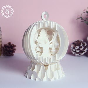 Christmas Deer Sphere Popup Mini SVG - Merry Christmas Sphere Popup 3D - Cute Christmas Paper Cut Decoration