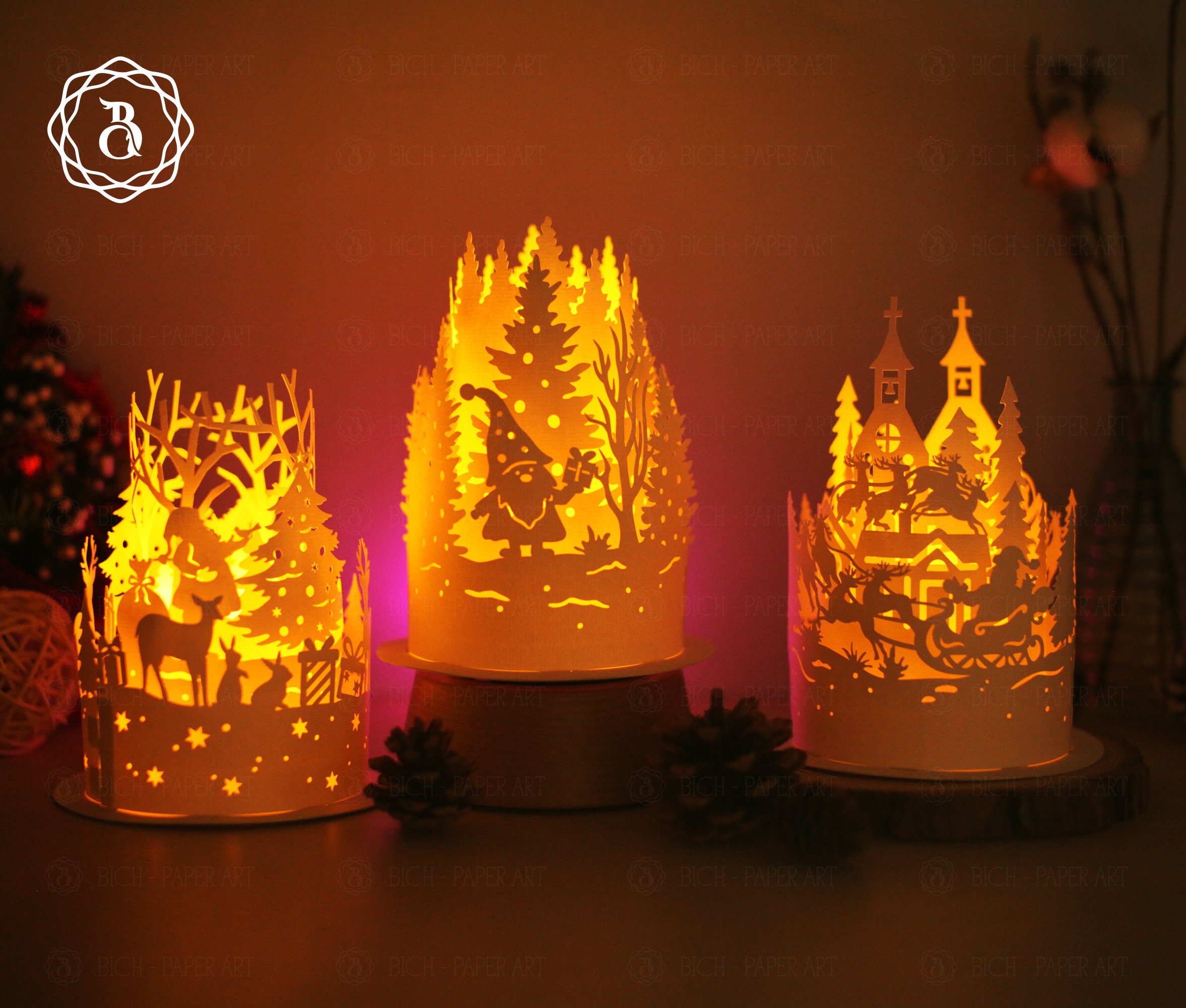 Combo 3 Items Paper Lanterns for Christmas Paper Cutting Etsy Australia