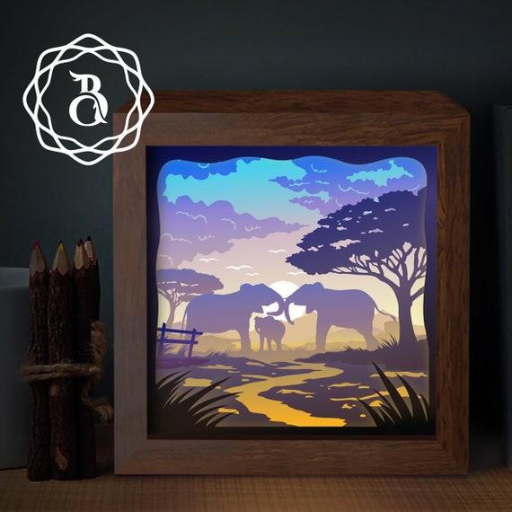 Download Craft Supplies Tools Lightbox Svg Files 20x20cm Buy 1 Get 2 Free Lightbox Template Paper Cutting Template Elephant Family 3d Printing