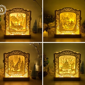 Combo 4 items kerst-pop-upkaart 3D SVG - sjabloonbestanden voor snijden van papier - SVG-bestanden - digitale sjablonen