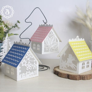 Mini Christmas Light House Paper Cut SVG: Holiday Home Decor (Digital Download)