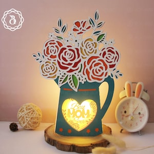 Rosenvase Beste Mutter aller Zeiten Schattenbox, 3D Mutterliebe SVG, Geschenk für Mutter, glücklicher Muttertag SVG