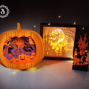 Halloween 3D Shadow Box SVG Templates: Witch, Pumpkin, Card (Digital Download)