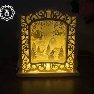 Merry Christmas Pop-up Card 3D - Santa Claus and Reindeer Paper Cutting Template Files - SVG files - Digital Templates