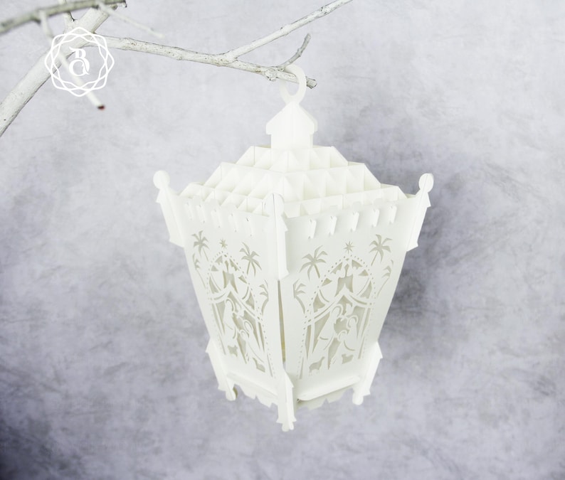 Pack 3 Paper Lanterns Merry Christmas SVG, Paper Lamp Candle Holder