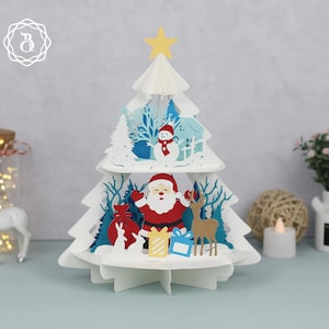 &quot;Weihnachtsbaum mit glücklichen Weihnachtsmann/Weihnachtsmann Papiermodell Dateien: SVG, PNG, PDF (Digital Download)&quot;