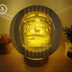Deer Sphere Pop-up-Tischlampe, Papierlampe handgefertigt, Papierlampe einfach zu falten, einzigartige Geschenke