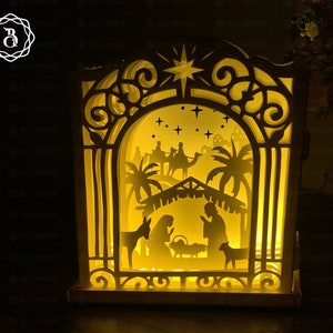Nativité de Jésus Pop-up carte 3D - fichiers de modèle de découpe de papier joyeux Noël - fichiers SVG - modèles numériques