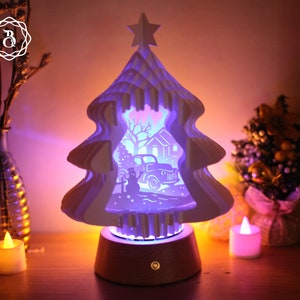 Weihnachtsbaum mit LKW Popup 3D - Frohe Weihnachten Pop Up 3D SVG - Xmas Scherenschnitt Vorlage SVG - SVG Dateien - Digitale Vorlagen