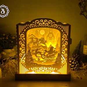 Pop-Up Card 3D Santa Claus Reindeer Rides - Paper Cutting For Christmas - Xmas 3D Card - Merry Christmas Paper Cut Template - Popup card 3D