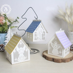 Christmas Village Mini House Paper Cut: Xmas Lantern SVG (Digital Download)