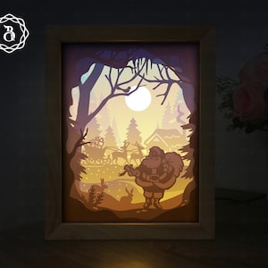 Santa Claus Light Box Template, Paper Cutting Template, 3D Shadow box SVG, Merry Christmas SVG files