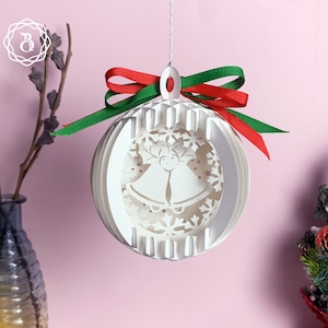 Kerstklokken Sphere Popup Mini - Vrolijk kerstfeest Sphere Popup 3D - Leuke kerstpapier gesneden decoratie