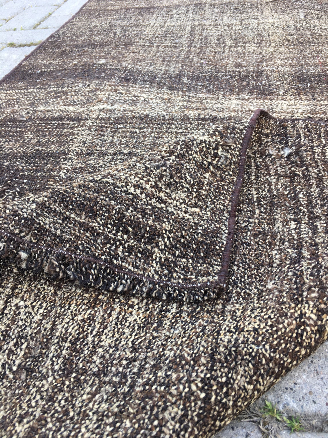 Dark brown runner rug Organic long runner rug Goat hair Etsy