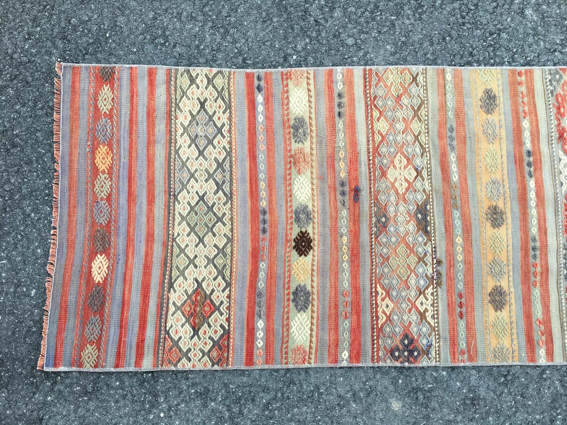 Bohemian runner rug Vintage kilim runner rug Handmade Etsy