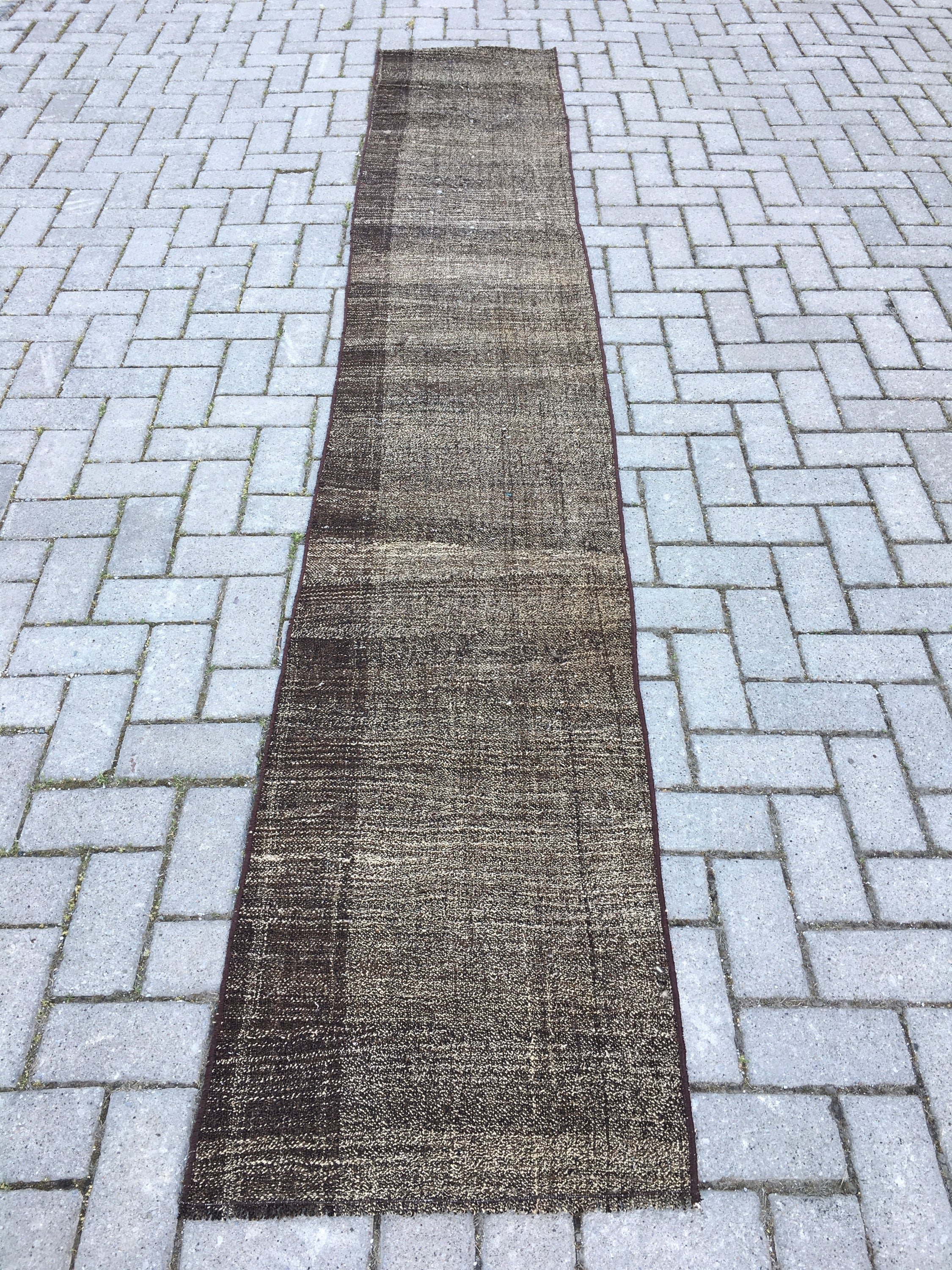 Organic narrow runner rug Dark brown solid runner rug Etsy