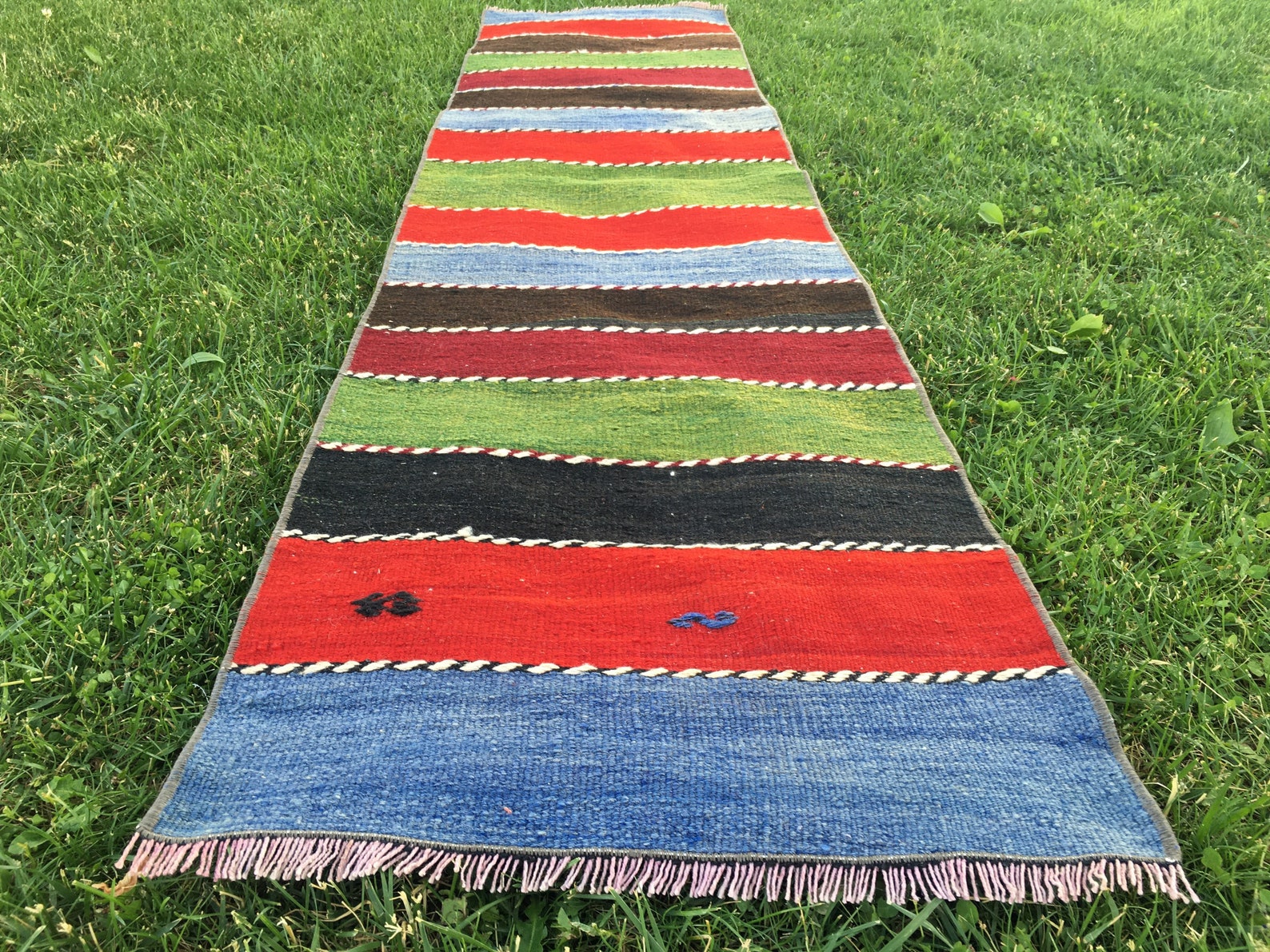 Narrow colorful striped runner rug Runner kilim rug Etsy