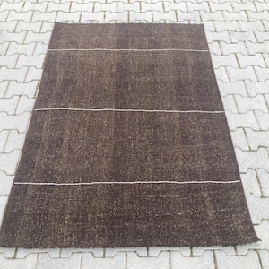 Brown area rug , Goat hair area rug , Minimalist area rug , Organic area rug , Striped area rug , Undyed area rug , 4x6 area rug