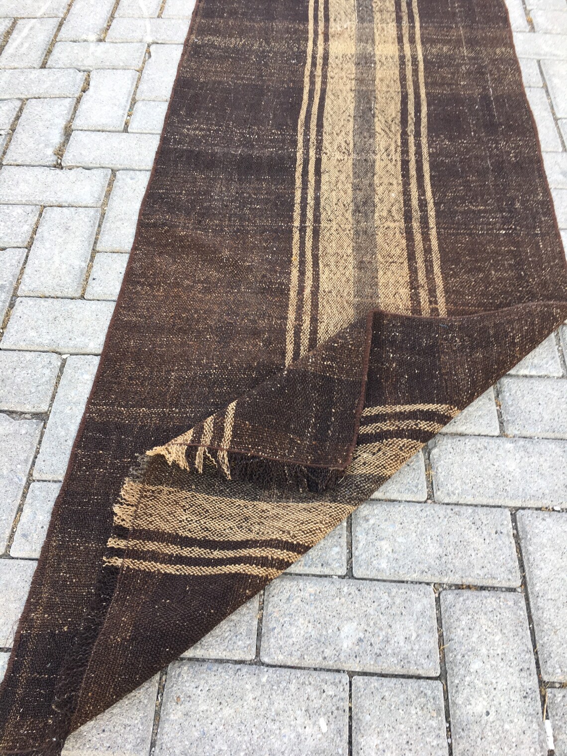 Brown runner rug Mid century runner rug Organic goat Etsy