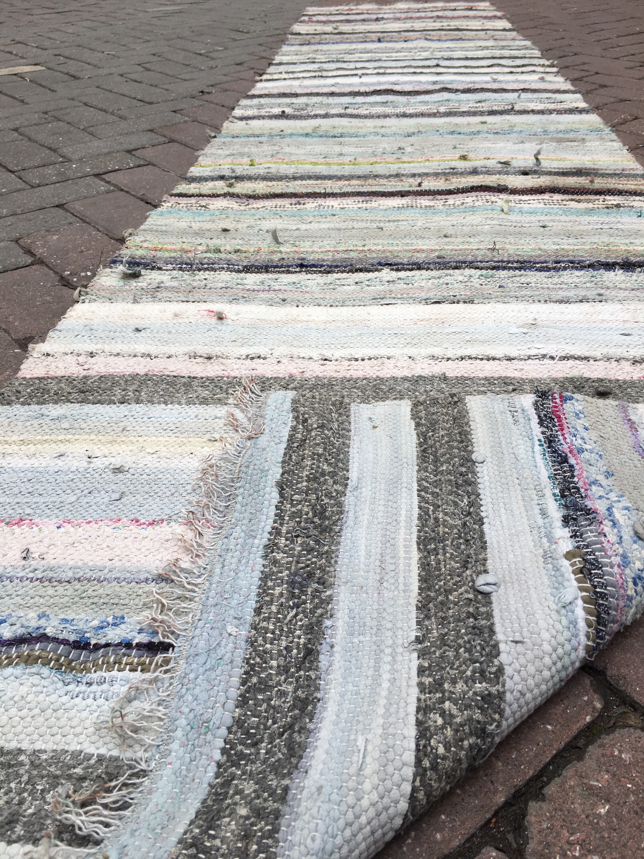 Striped rag runner rug Vintage runner rug Hallway runner Etsy