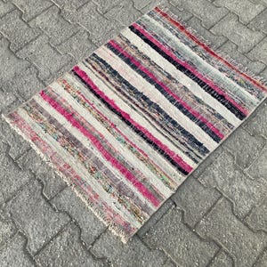 Colorful small kilim rug , Vintage small rug , Handmade small rug , Small kilim rug , Striped small rug , Small rag rug , 2x3 rug
