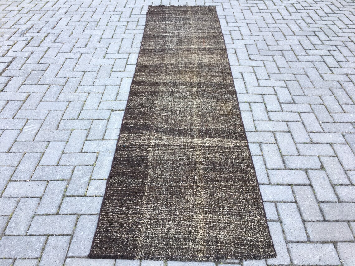 Dark brown runner rug Organic long runner rug Goat hair Etsy