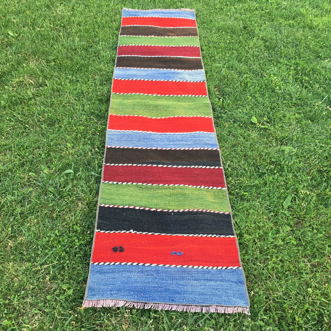 Narrow colorful striped runner rug Runner kilim rug Etsy