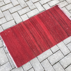 Handmade Red Kilim Rug: Vintage Turkish Door Mat (2x3)
