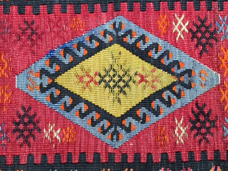 Bohemian small kilim rug Colorful Small rug Turkish kilim rug Handmade small rug Door mat rug