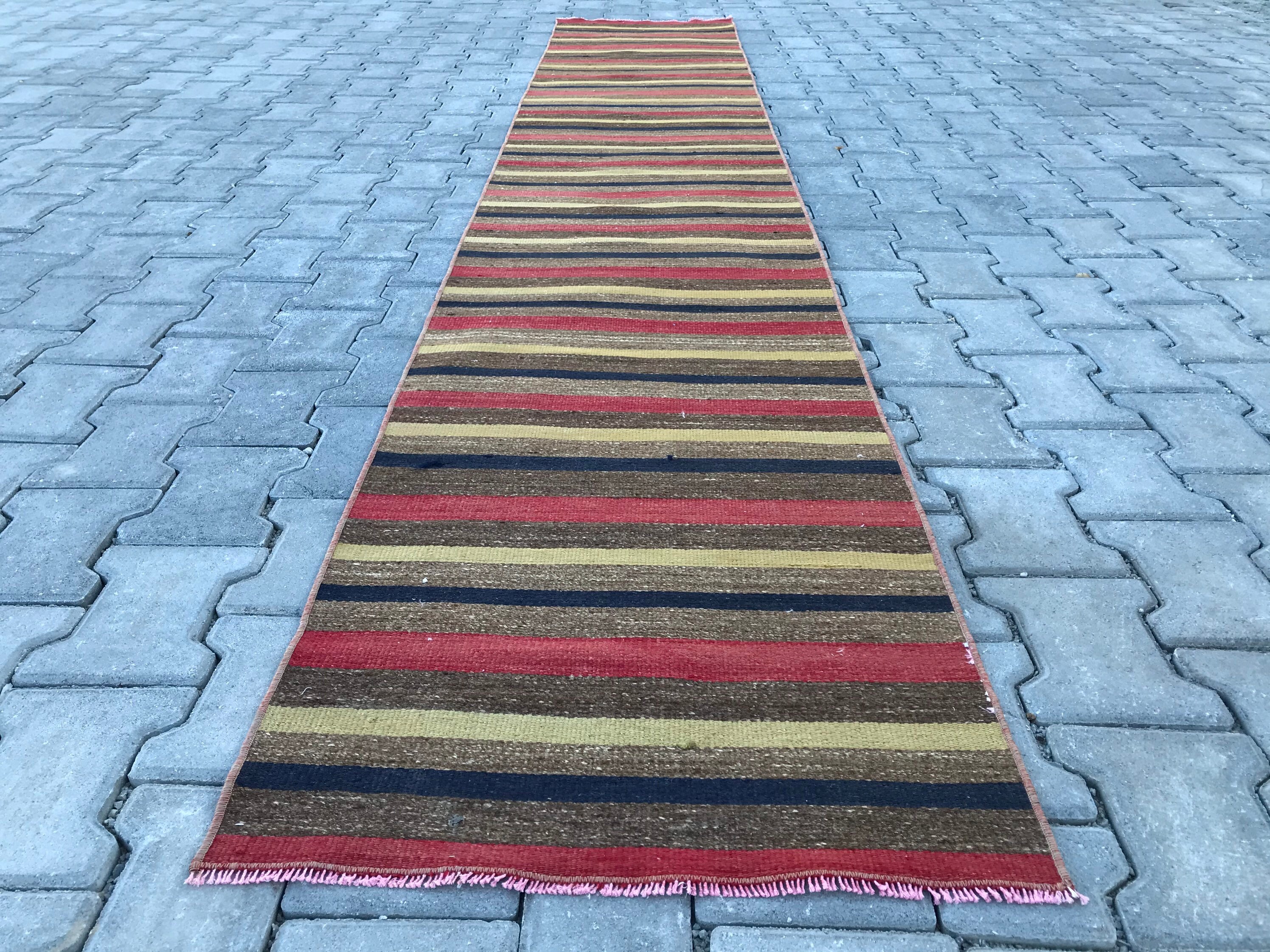 Vintage Läufer Teppich gestreifte Läufer Teppich bunte | Etsy