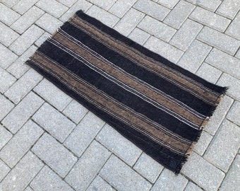 Striped small rug , Brown small rug , Handmade small rug , Door mat rug , Bath mat rug , Entryway rug , Farmhouse small rug , 2x3 rug