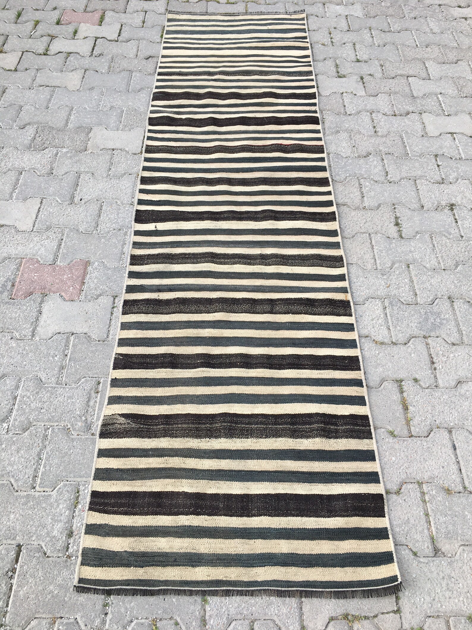 Vintage minimal runner rug Handmade runner rug Hallway Etsy