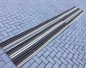 Striped Runner Kilim Rug: 2x14 ft Vintage Turkish Wool Rug