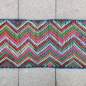 Bohemian Kilim Rug: Colorful Turkish Embroidered Rug (1x3)