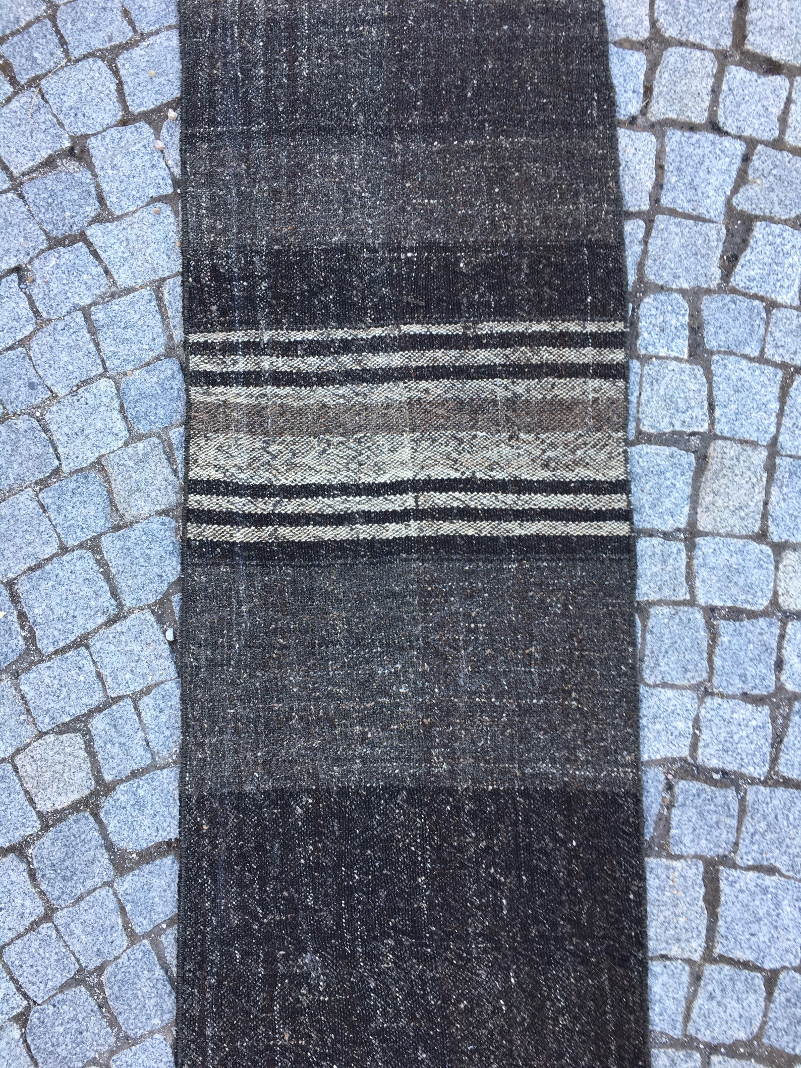 Black organic goat hair runner rug Vintage runner rug | Etsy