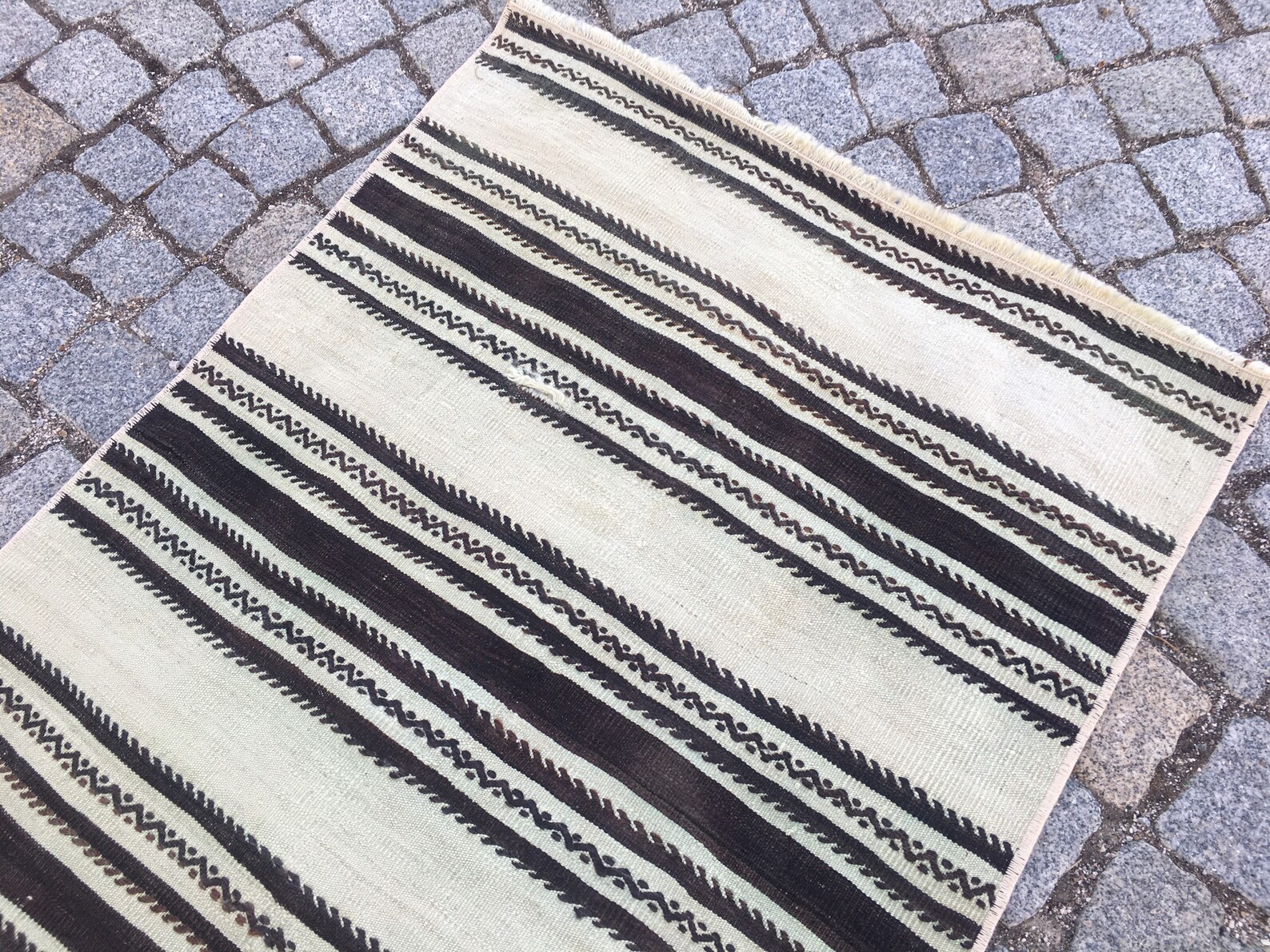 Black White Runner Rug Striped Runner Rug Natural Runner Etsy
