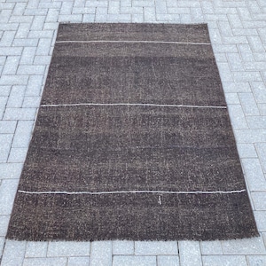 Brown area rug , Goat hair area rug , Minimalist area rug , Organic area rug , Striped area rug , Undyed area rug , 4x6 area rug