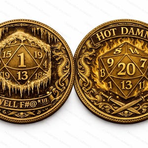 20 Sided Dice Heads or Tails Challenge Coin Depth Map Digital Download