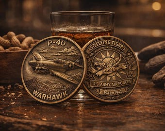 P40 Warhawk Flying Tigers Herausforderung Münztiefe Karte Digitaler Download PNG