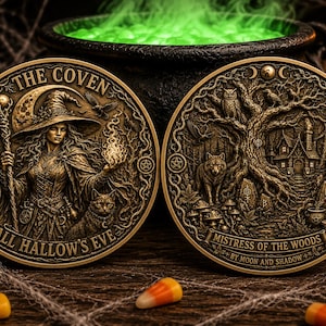 Embrace the Magic of the Coven Witch Coin Design, High Relief Depth Map (Digital Download) PNG