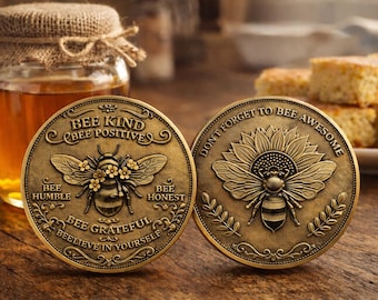 Moneda con frase motivacional "Abeja positiva" - Descarga digital