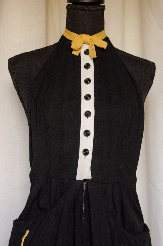 Vintage 1940s Black Halter Sun Dress - image 3