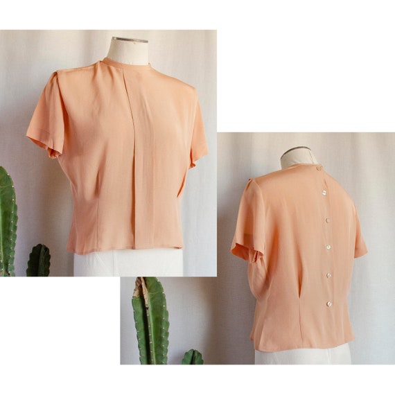 Vintage 1940s Peach Short Sleeve Blouse - image 1